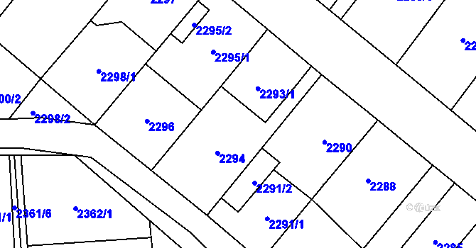 Parcela st. 2293/2 v KÚ Pohořelice nad Jihlavou, Katastrální mapa