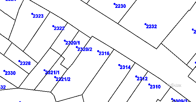 Parcela st. 2316 v KÚ Pohořelice nad Jihlavou, Katastrální mapa