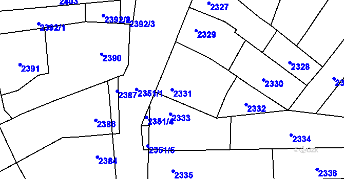 Parcela st. 2331 v KÚ Pohořelice nad Jihlavou, Katastrální mapa