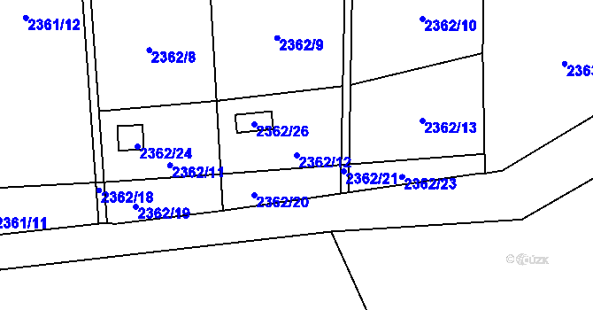 Parcela st. 2362/12 v KÚ Pohořelice nad Jihlavou, Katastrální mapa