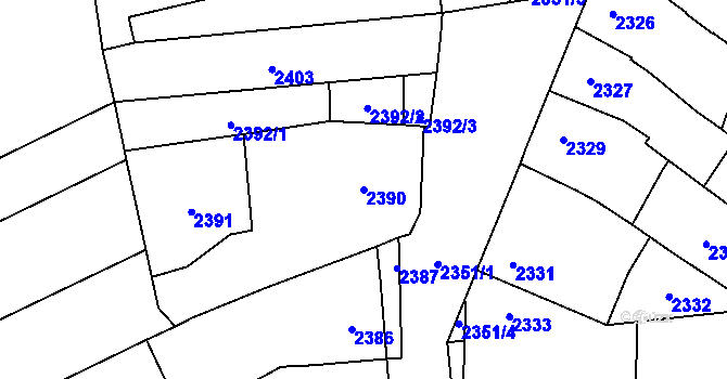 Parcela st. 2390 v KÚ Pohořelice nad Jihlavou, Katastrální mapa