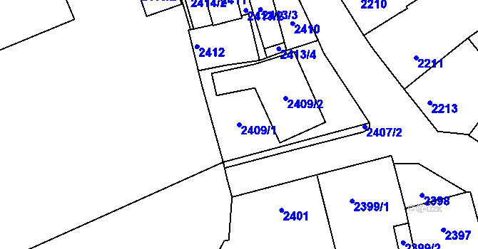 Parcela st. 2409/1 v KÚ Pohořelice nad Jihlavou, Katastrální mapa