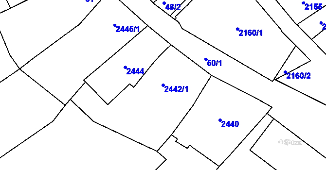 Parcela st. 2442/1 v KÚ Pohořelice nad Jihlavou, Katastrální mapa
