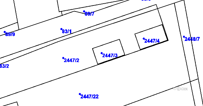 Parcela st. 2447/3 v KÚ Pohořelice nad Jihlavou, Katastrální mapa