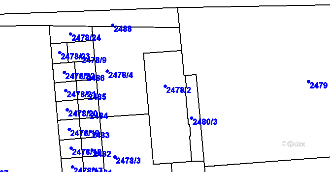 Parcela st. 2478/2 v KÚ Pohořelice nad Jihlavou, Katastrální mapa