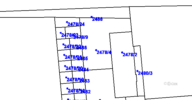 Parcela st. 2478/4 v KÚ Pohořelice nad Jihlavou, Katastrální mapa