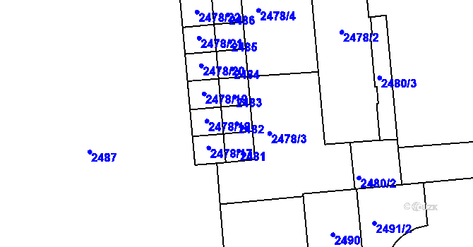 Parcela st. 2482 v KÚ Pohořelice nad Jihlavou, Katastrální mapa