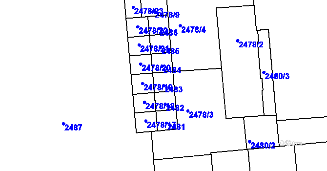 Parcela st. 2483 v KÚ Pohořelice nad Jihlavou, Katastrální mapa