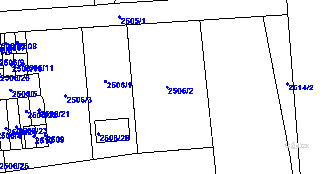 Parcela st. 2506/2 v KÚ Pohořelice nad Jihlavou, Katastrální mapa