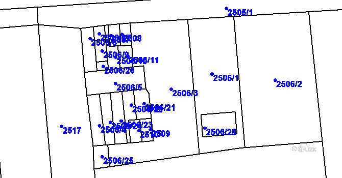 Parcela st. 2506/3 v KÚ Pohořelice nad Jihlavou, Katastrální mapa