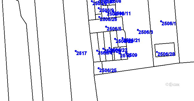 Parcela st. 2506/4 v KÚ Pohořelice nad Jihlavou, Katastrální mapa