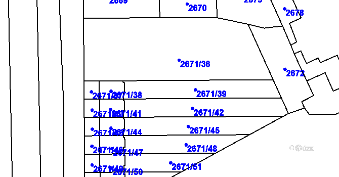 Parcela st. 2671 v KÚ Pohořelice nad Jihlavou, Katastrální mapa
