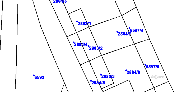 Parcela st. 2883/2 v KÚ Pohořelice nad Jihlavou, Katastrální mapa