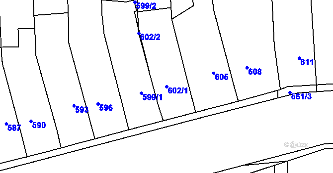 Parcela st. 602/1 v KÚ Pohořelice nad Jihlavou, Katastrální mapa