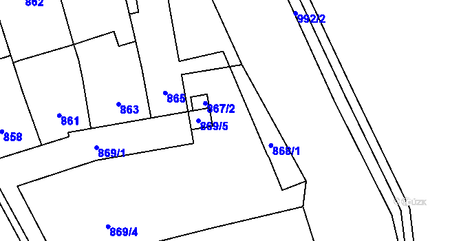 Parcela st. 867/1 v KÚ Pohořelice nad Jihlavou, Katastrální mapa