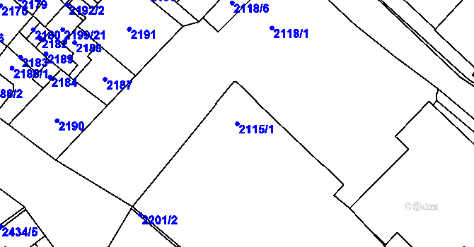 Parcela st. 2115/1 v KÚ Pohořelice nad Jihlavou, Katastrální mapa