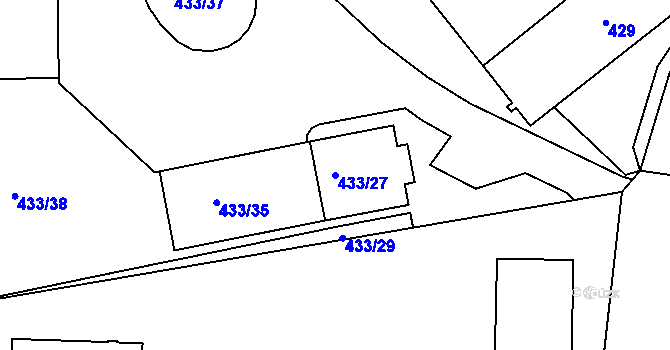 Parcela st. 433/27 v KÚ Pohořelice nad Jihlavou, Katastrální mapa