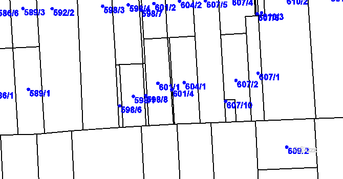 Parcela st. 601/4 v KÚ Pohořelice nad Jihlavou, Katastrální mapa