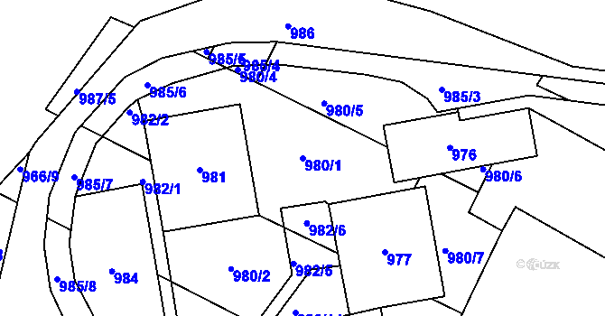 Parcela st. 980/1 v KÚ Pohořelice nad Jihlavou, Katastrální mapa