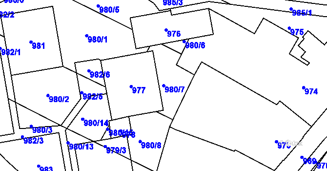 Parcela st. 980/7 v KÚ Pohořelice nad Jihlavou, Katastrální mapa