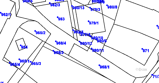 Parcela st. 980/12 v KÚ Pohořelice nad Jihlavou, Katastrální mapa