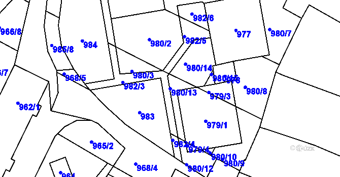 Parcela st. 980/13 v KÚ Pohořelice nad Jihlavou, Katastrální mapa