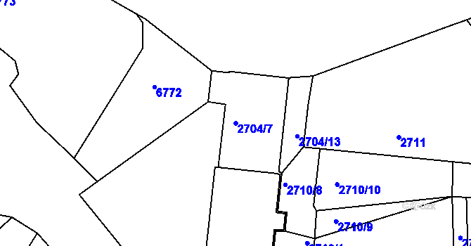 Parcela st. 2704/7 v KÚ Pohořelice nad Jihlavou, Katastrální mapa