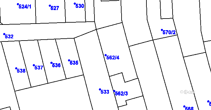 Parcela st. 562/4 v KÚ Pohořelice nad Jihlavou, Katastrální mapa