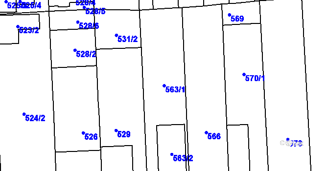Parcela st. 563/1 v KÚ Pohořelice nad Jihlavou, Katastrální mapa