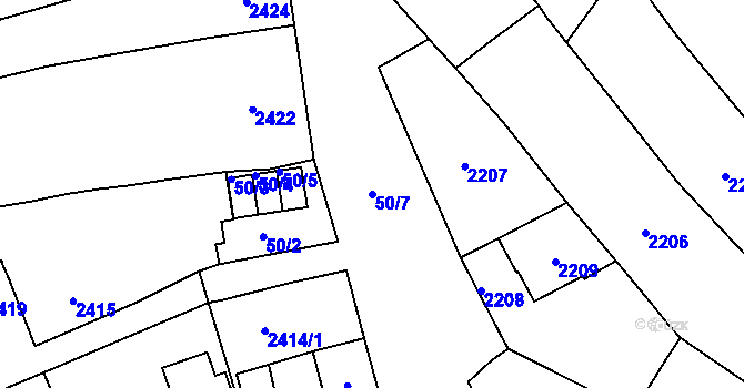 Parcela st. 50/7 v KÚ Pohořelice nad Jihlavou, Katastrální mapa