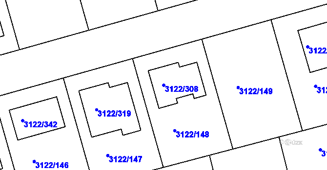 Parcela st. 3122/308 v KÚ Pohořelice nad Jihlavou, Katastrální mapa
