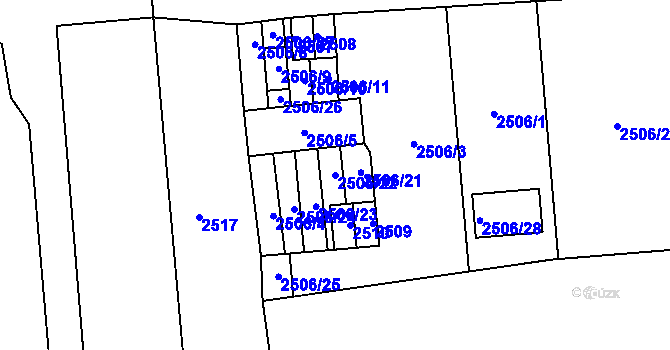 Parcela st. 2506/22 v KÚ Pohořelice nad Jihlavou, Katastrální mapa