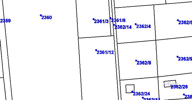 Parcela st. 2361/12 v KÚ Pohořelice nad Jihlavou, Katastrální mapa