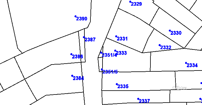 Parcela st. 2351/4 v KÚ Pohořelice nad Jihlavou, Katastrální mapa