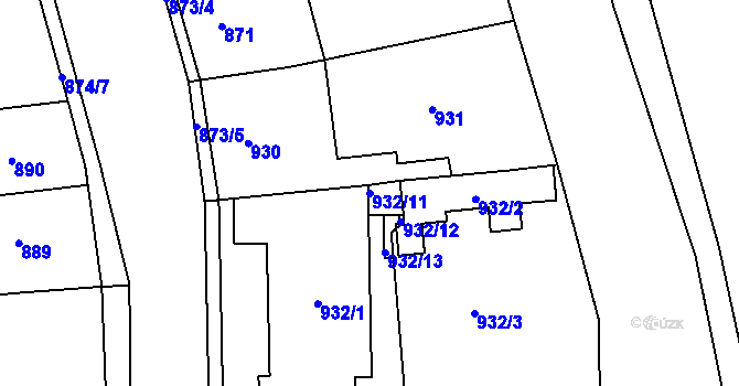 Parcela st. 932/11 v KÚ Pohořelice nad Jihlavou, Katastrální mapa