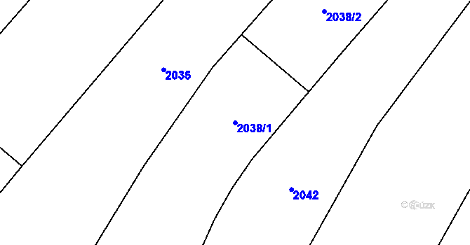 Parcela st. 2038/1 v KÚ Pohořelice nad Jihlavou, Katastrální mapa