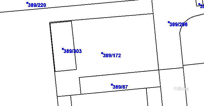 Parcela st. 389/172 v KÚ Pohořelice nad Jihlavou, Katastrální mapa