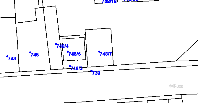 Parcela st. 748/7 v KÚ Pohořelice nad Jihlavou, Katastrální mapa