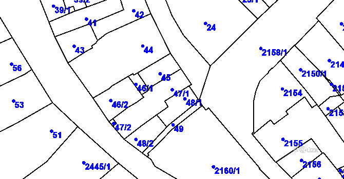 Parcela st. 47/1 v KÚ Pohořelice nad Jihlavou, Katastrální mapa