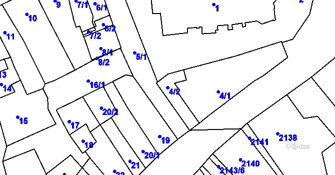 Parcela st. 4/2 v KÚ Pohořelice nad Jihlavou, Katastrální mapa