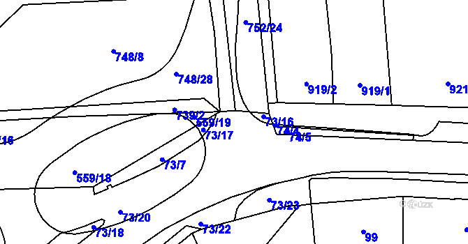 Parcela st. 73/8 v KÚ Pohořelice nad Jihlavou, Katastrální mapa