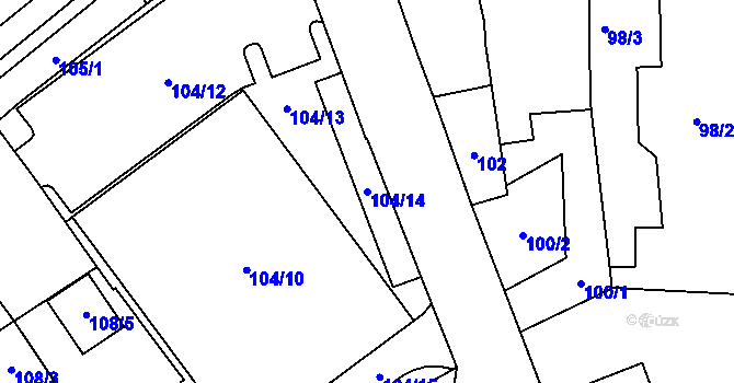 Parcela st. 104/14 v KÚ Pohořelice nad Jihlavou, Katastrální mapa