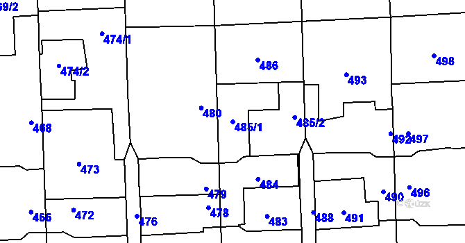Parcela st. 485/1 v KÚ Pohořelice nad Jihlavou, Katastrální mapa