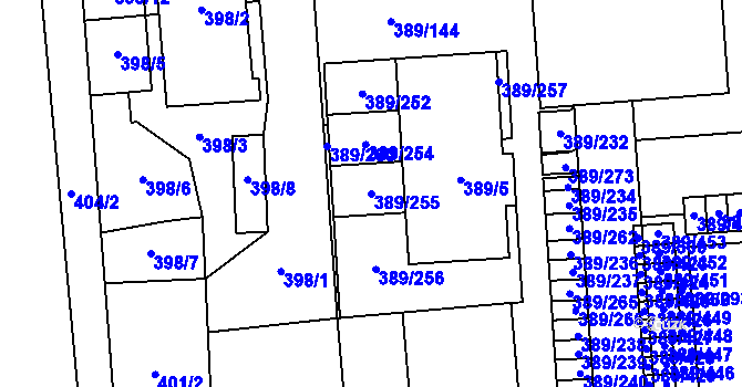 Parcela st. 389/255 v KÚ Pohořelice nad Jihlavou, Katastrální mapa