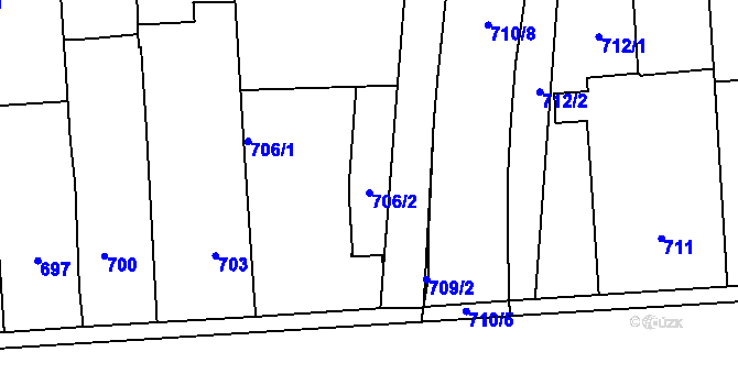 Parcela st. 706/2 v KÚ Pohořelice nad Jihlavou, Katastrální mapa