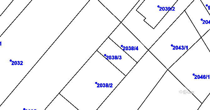 Parcela st. 2038/3 v KÚ Pohořelice nad Jihlavou, Katastrální mapa