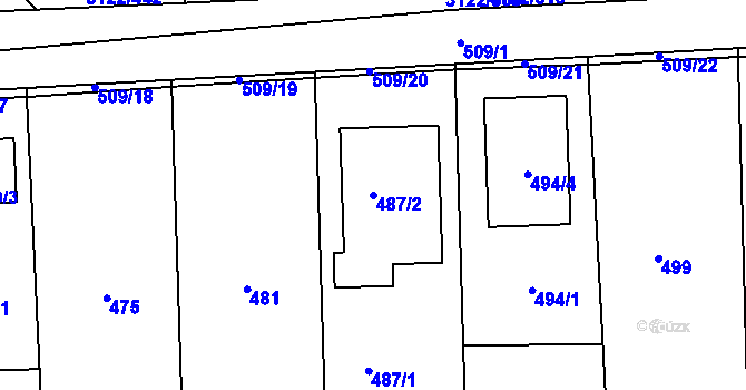 Parcela st. 487/2 v KÚ Pohořelice nad Jihlavou, Katastrální mapa