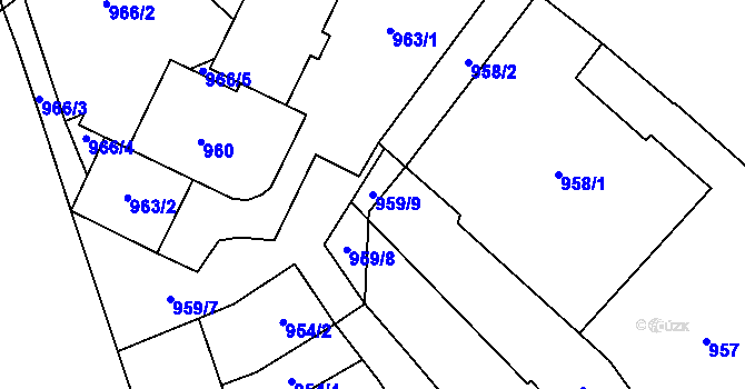 Parcela st. 959/9 v KÚ Pohořelice nad Jihlavou, Katastrální mapa