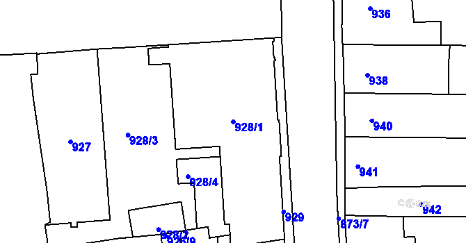 Parcela st. 928/1 v KÚ Pohořelice nad Jihlavou, Katastrální mapa