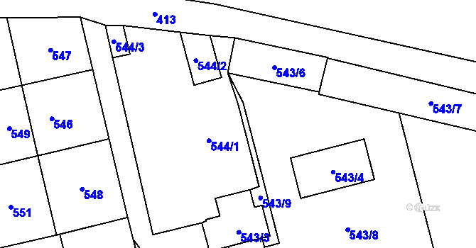 Parcela st. 543/12 v KÚ Pohořelice nad Jihlavou, Katastrální mapa